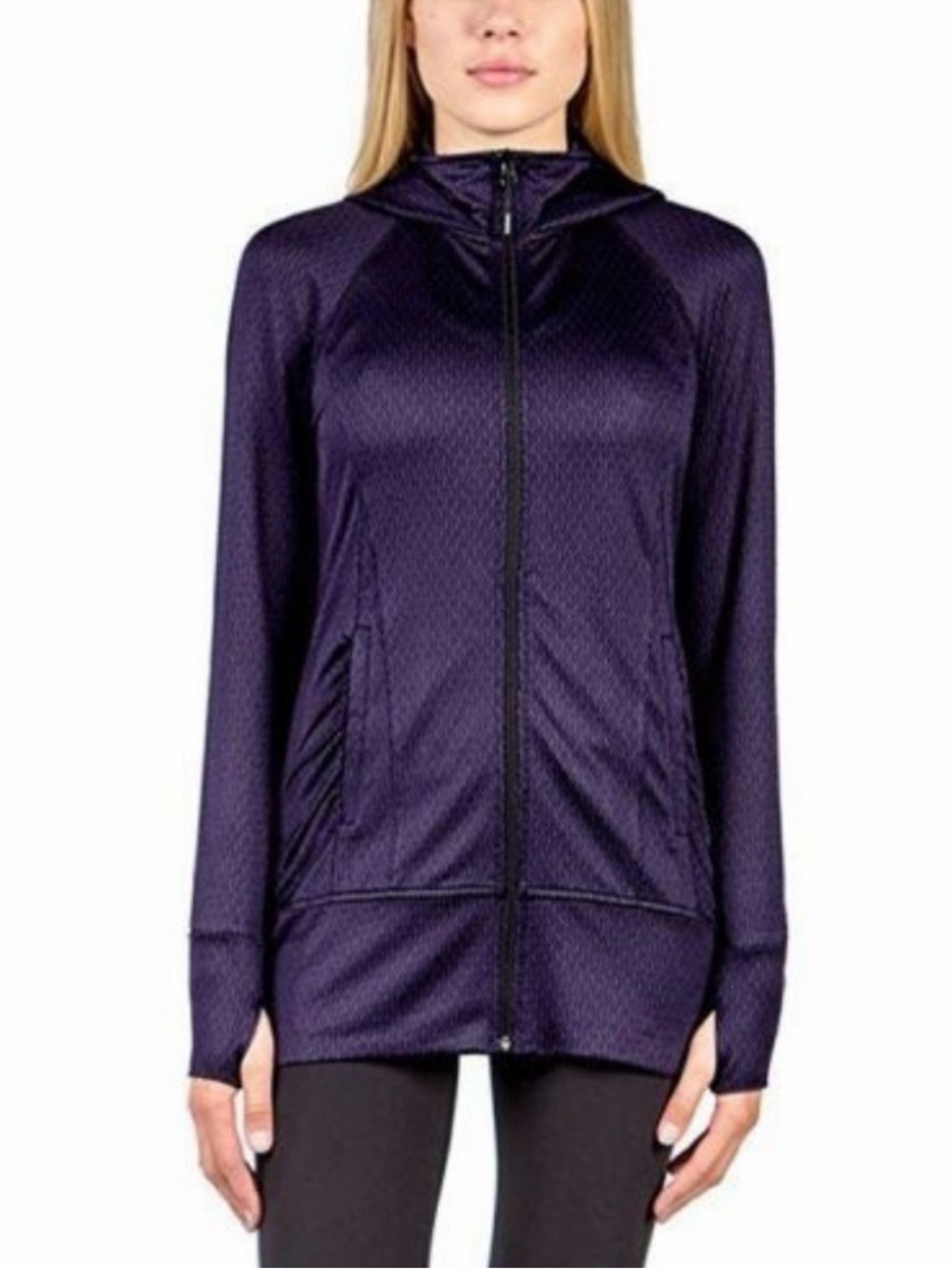 Mondetta Hooded Full Zip Jacket Active Workout Performance Top Purple Women Med